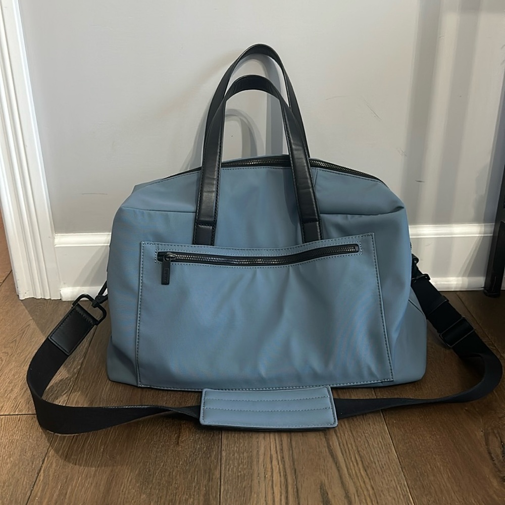 Away Travel Bag in Dusty Blue with Black Handles